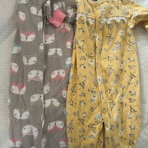 Baby Sleepers - Fox Print and Floral Design